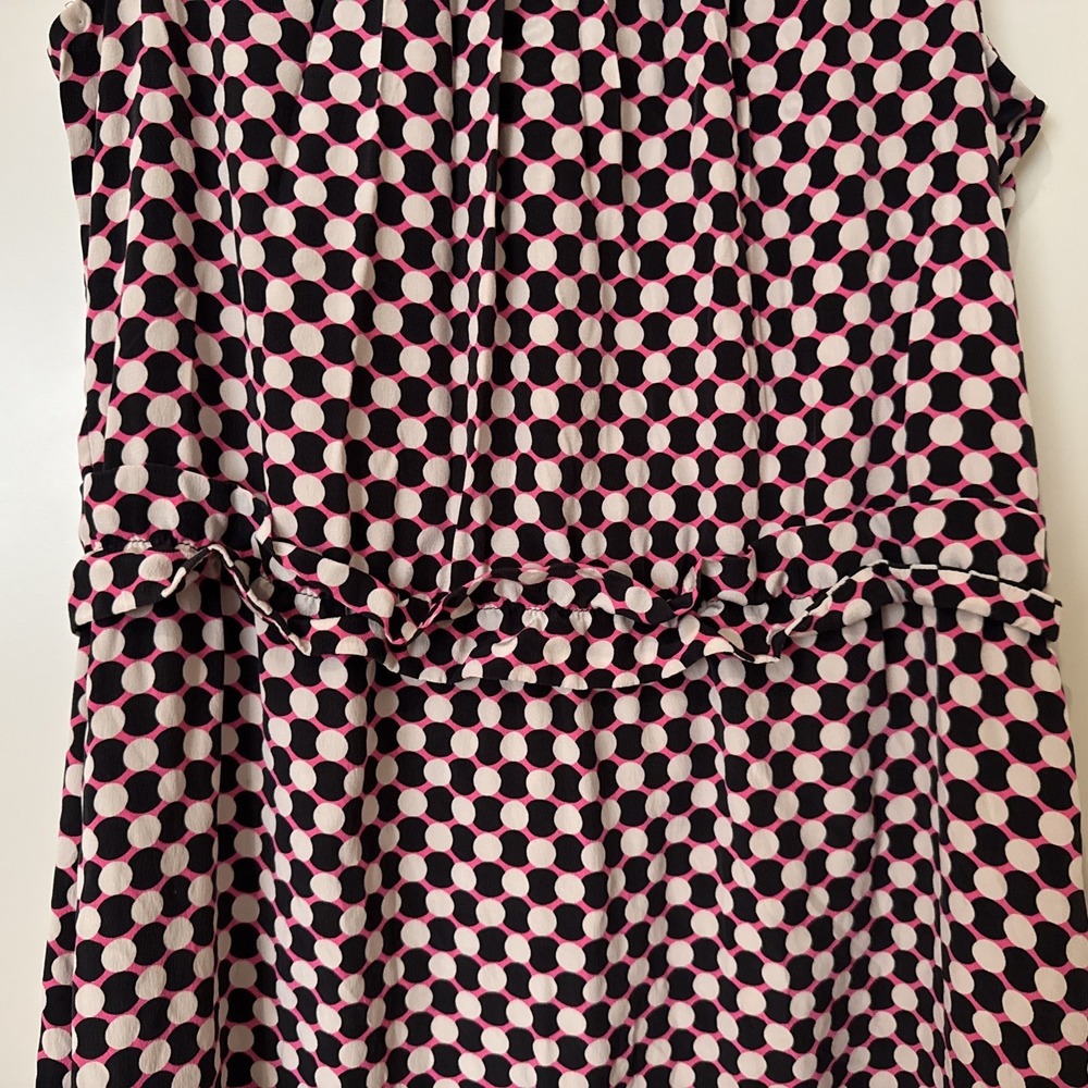 Kate Spade New York Geometric Dot Fit & Flare‎ Silk Dress 0 pink black white - Picture 4 of 16